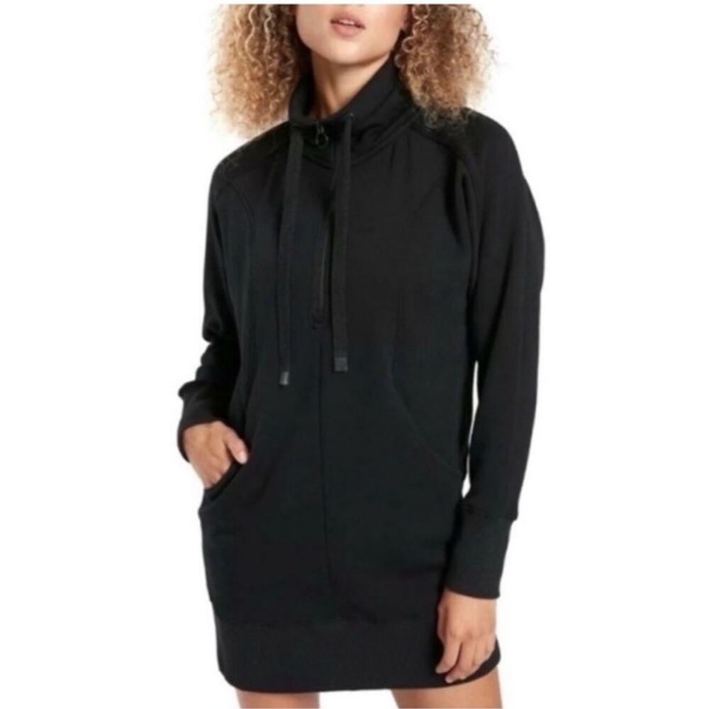 Athleta Cozy Karma 1/4 Zip Dress Size‎ XS Black